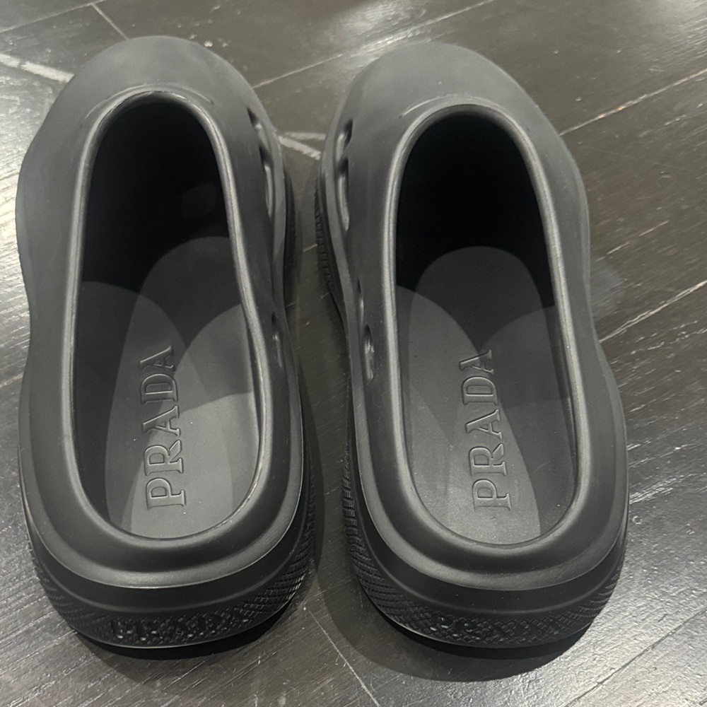 Prada Men's Black Rubber Slip-Ons - Picture 5 of 6